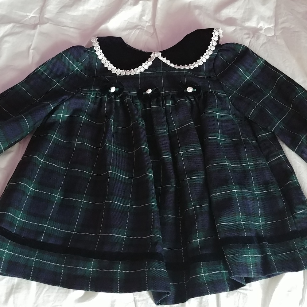Green Plaid dress w/ headband